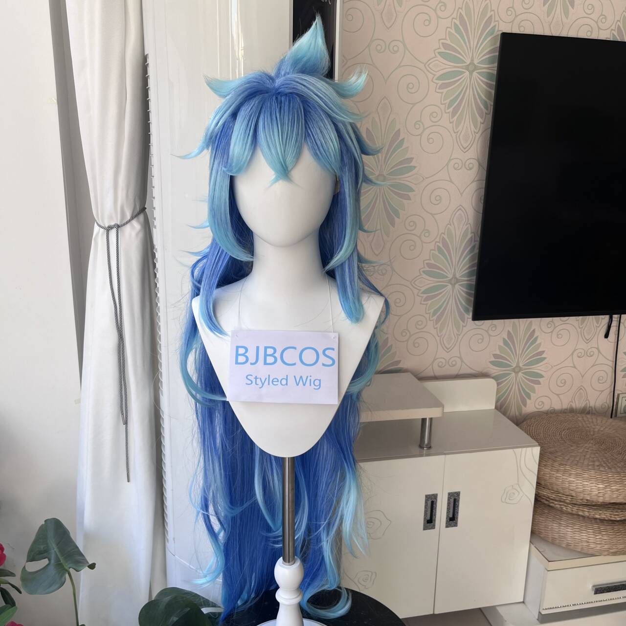 Anime Cosplay Blue Hair - [Peruka Stylizowana] Peruka Cosplay Idia Anime
