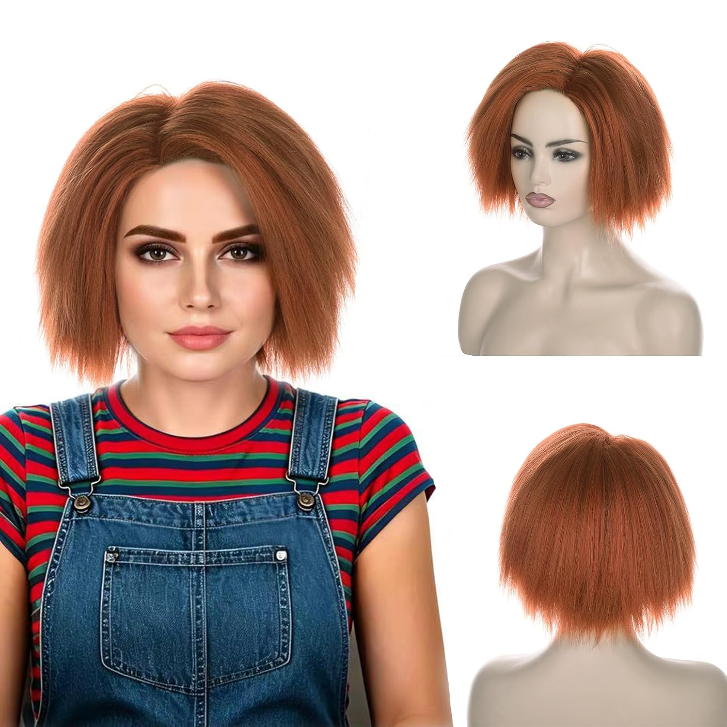 Anime Cosplay Orange Hair - Krótka pomarańczowo-brązowa peruka Yaki, idealna do