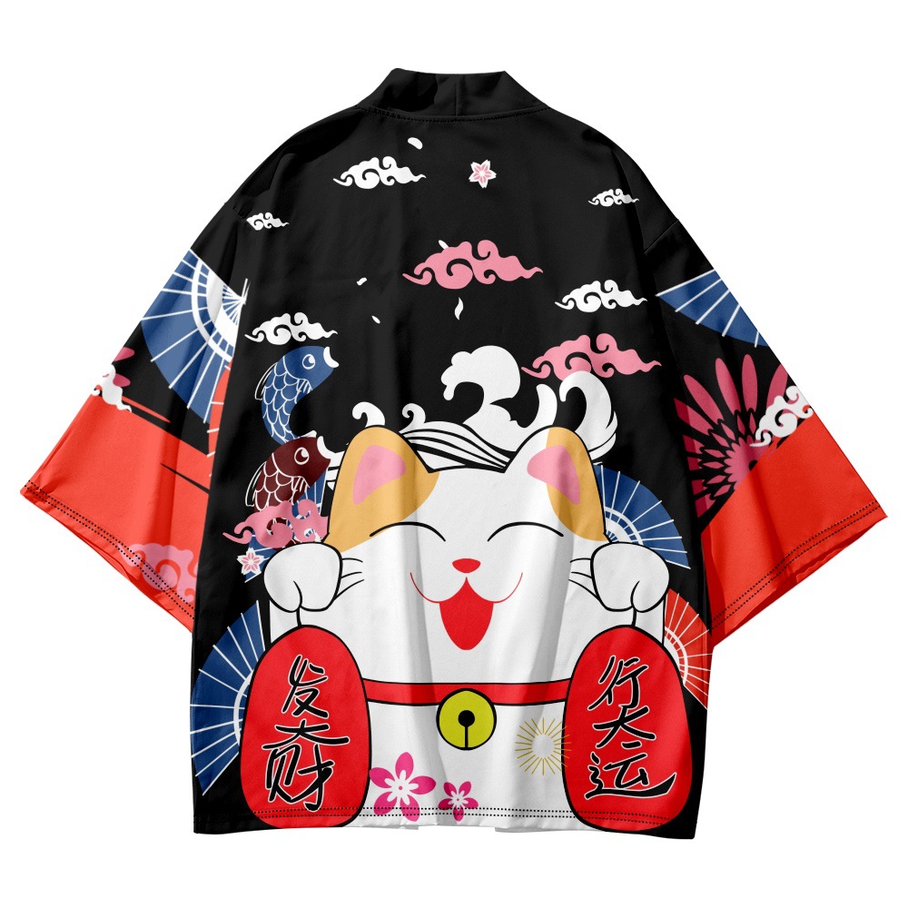 Asian Cosplay Anime - Yukata Cosplay Kot Nadruk Kardigan Koszula