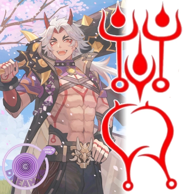 Demon Slayer Haori - Arataki Itto tatuaż naklejki Genshin Impact