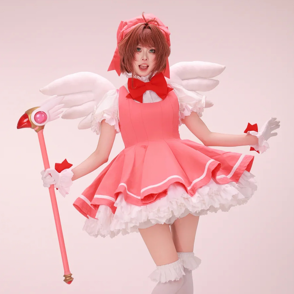 Kinomoto Sakura Cosplay Różowa – Anime Cosplay Mujer recenzja i cena
