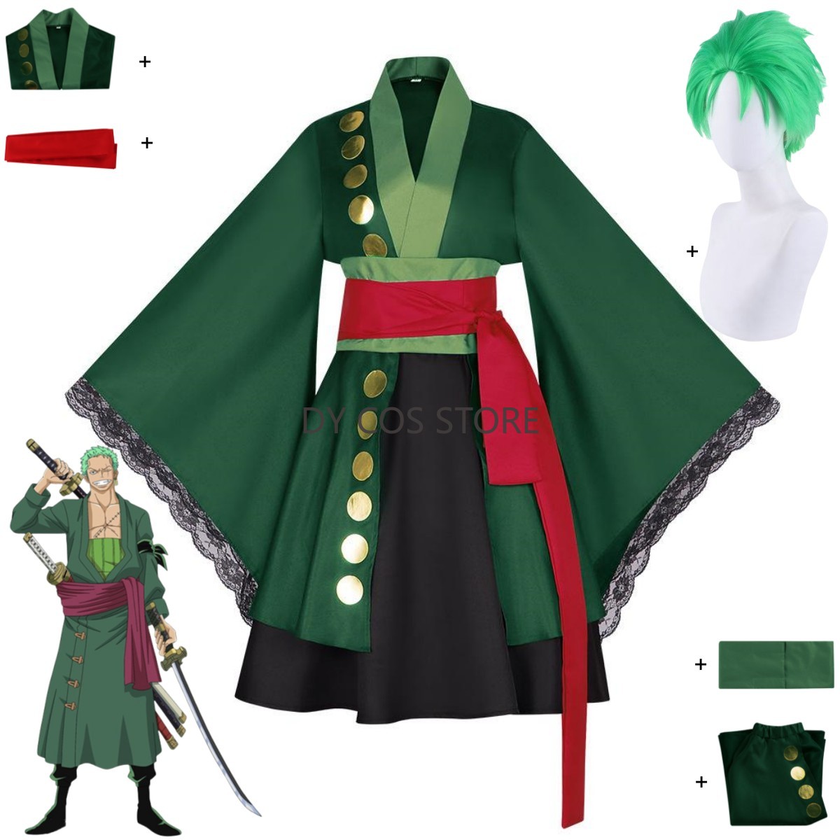Kostium Cosplay Anime Roronoa  – Anime Zoro Cosplay Female recenzja i cena