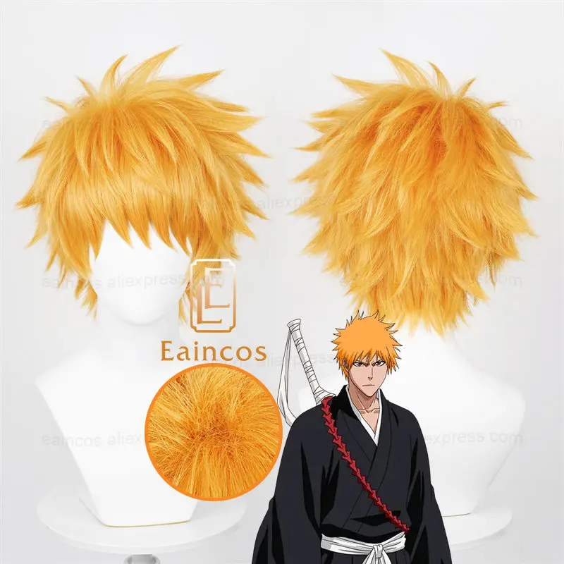 Anime Kurosaki Ichigo peruka d – Anime Cosplay Orange Hair recenzja i cena